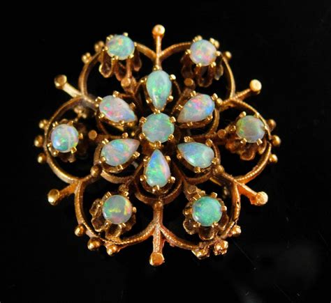 14k yellow gold carved opal hermes brooch|14k Opal Brooch .